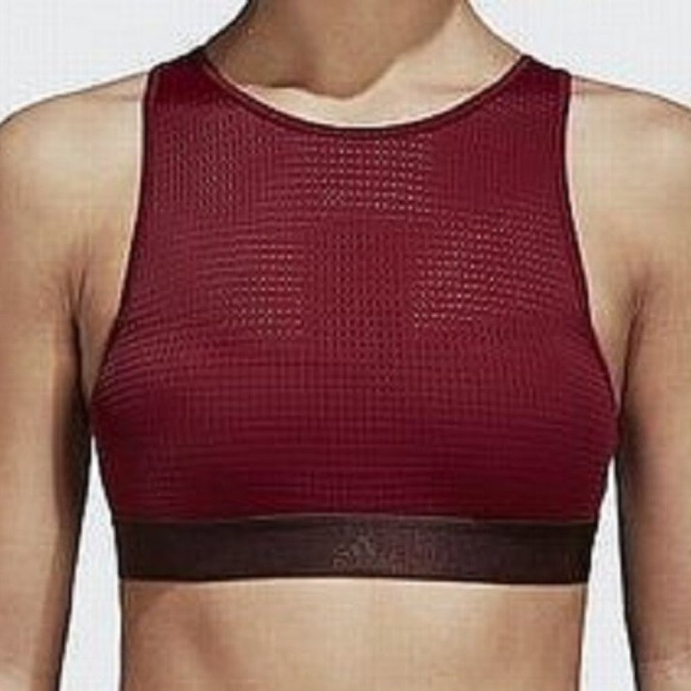 Adidas Womens New Halter Perforated Sport Bra 2.0